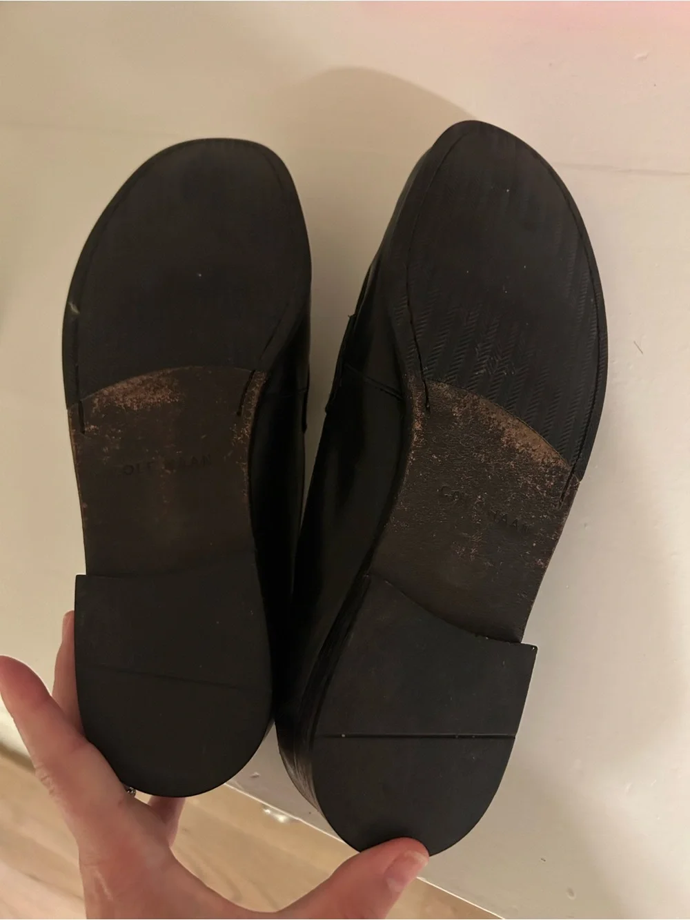 Cole Haan Black Leather Loafers with Gold Horsebit